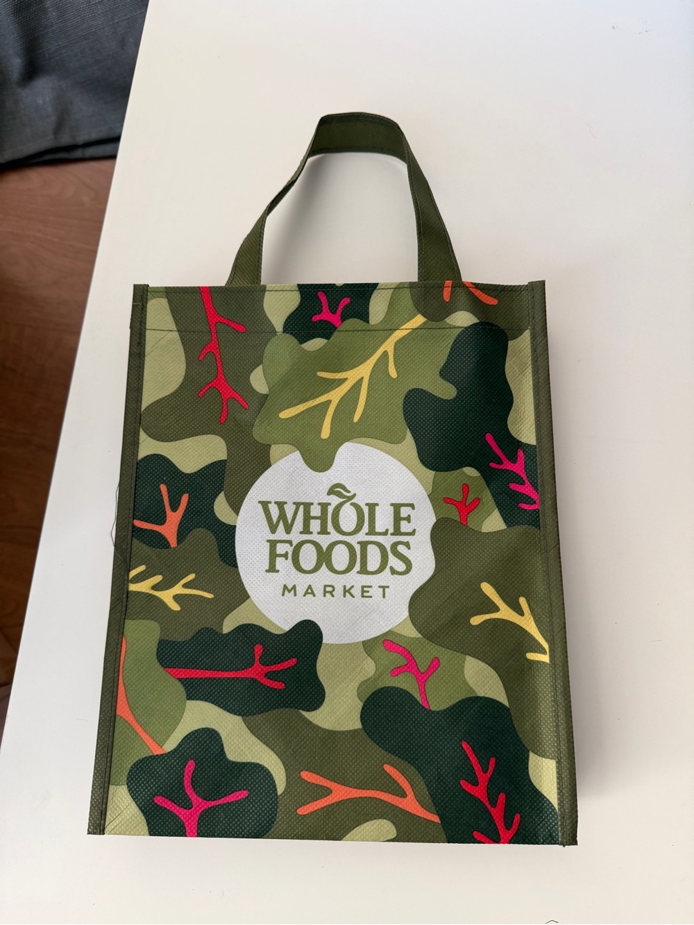 Whole Foods Market Green Camo Reusable Tote Bag